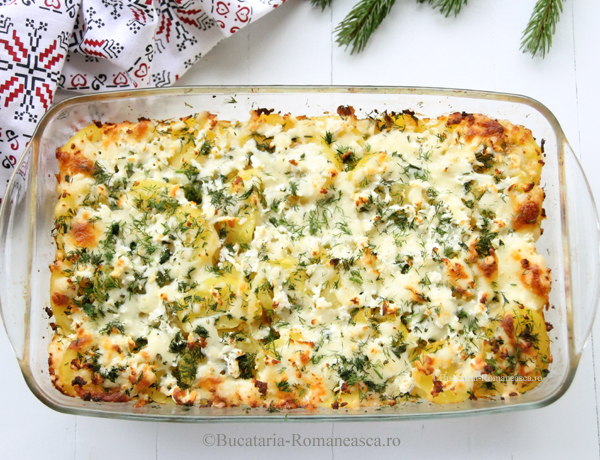 Cartofi cu branza la cuptor